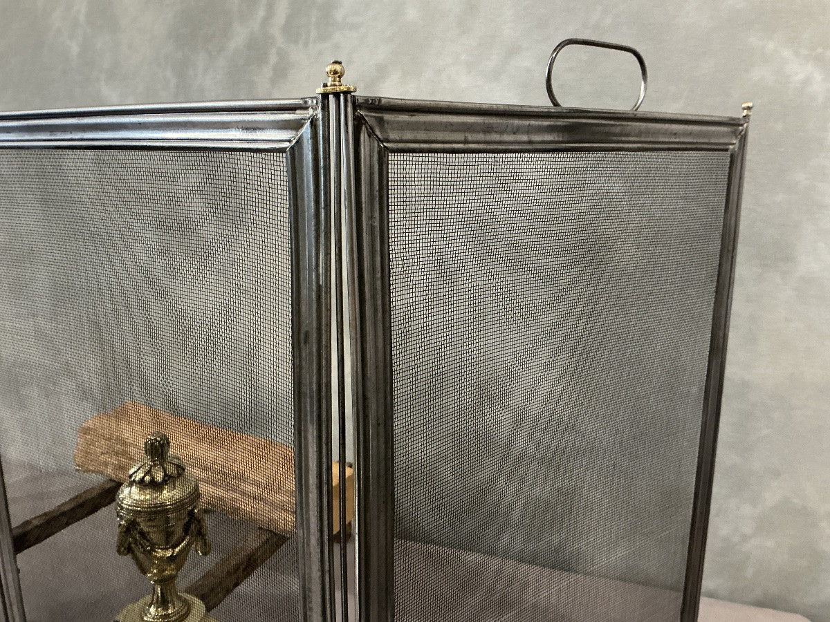 Pare feu de cheminée ancien en fer d’époque 19 ème -photo-3