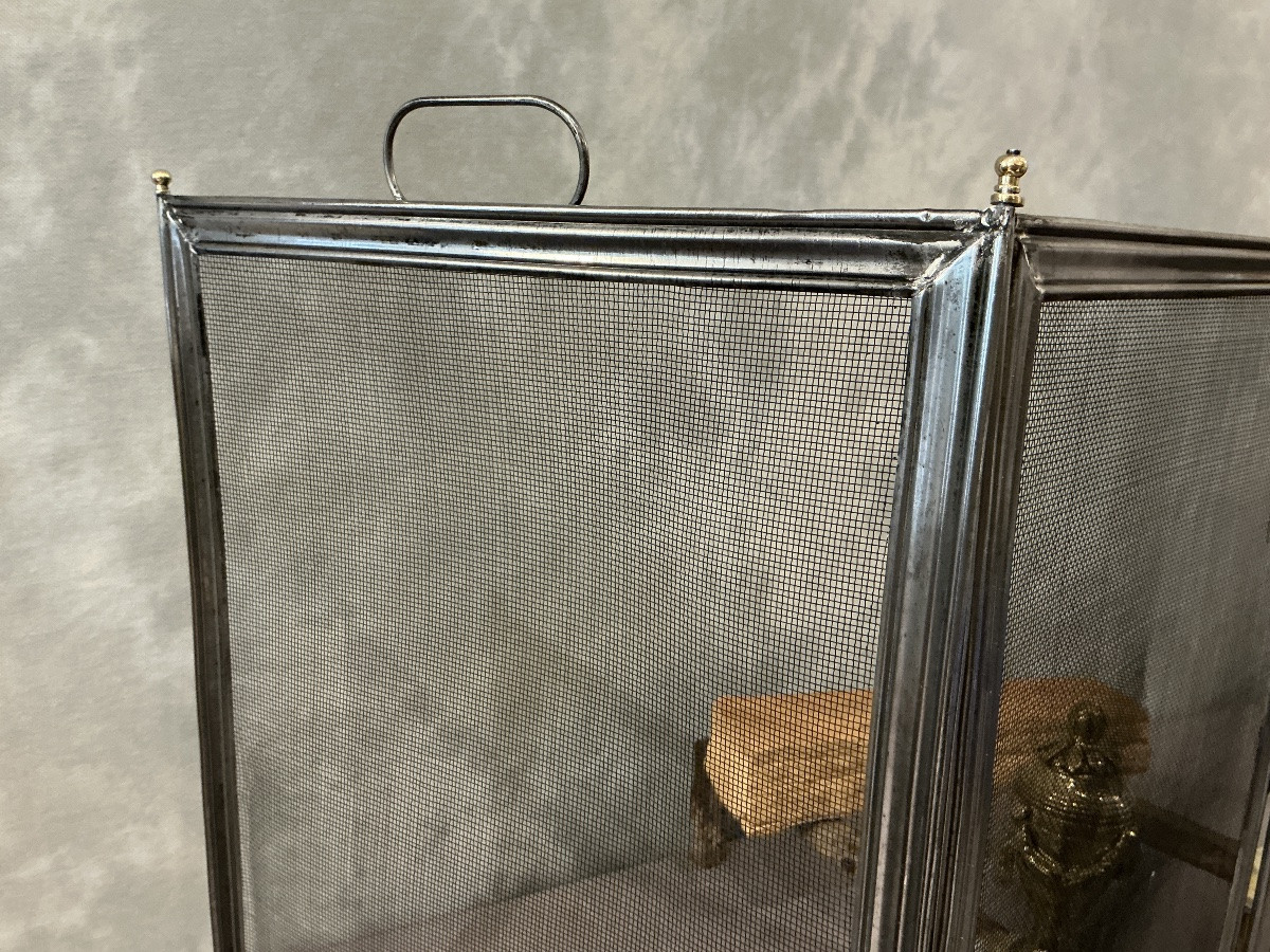 Pare feu de cheminée ancien en fer d’époque 19 ème -photo-4