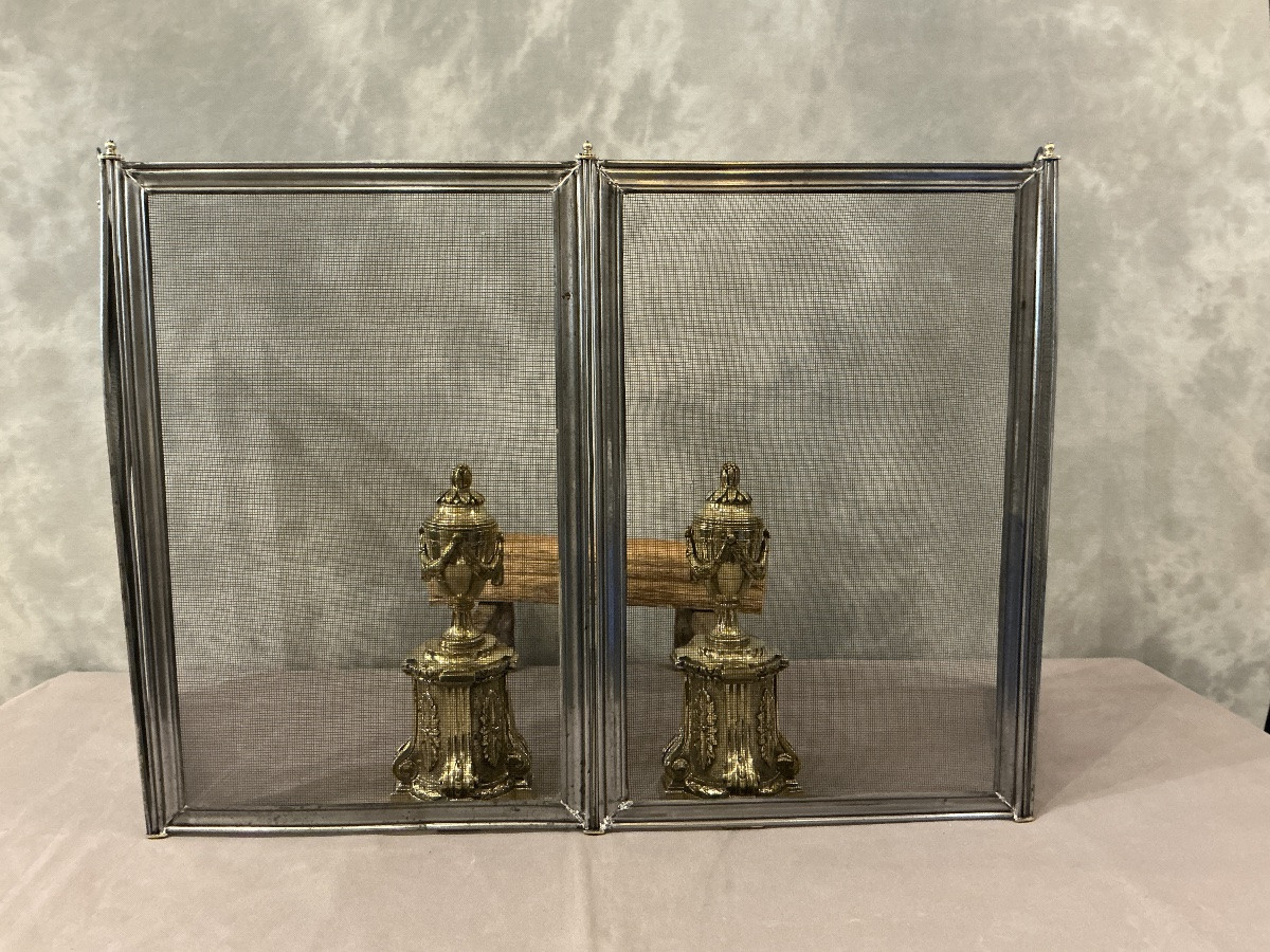 Pare feu de cheminée ancien en fer d’époque 19 ème -photo-3