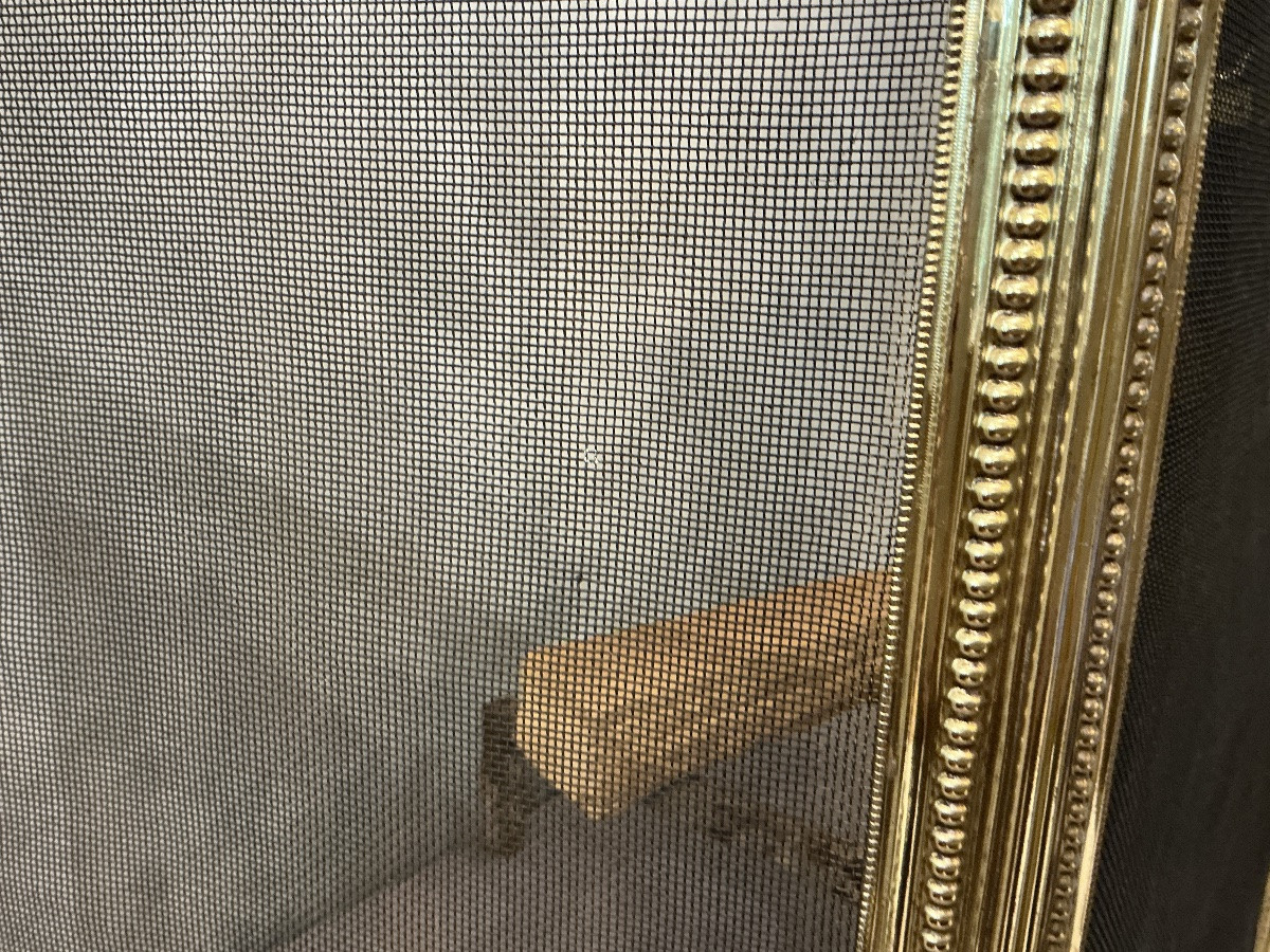 Antique Brass Fireplace Screen In The Louis XVI Style, Dating From The 19th Century -photo-2