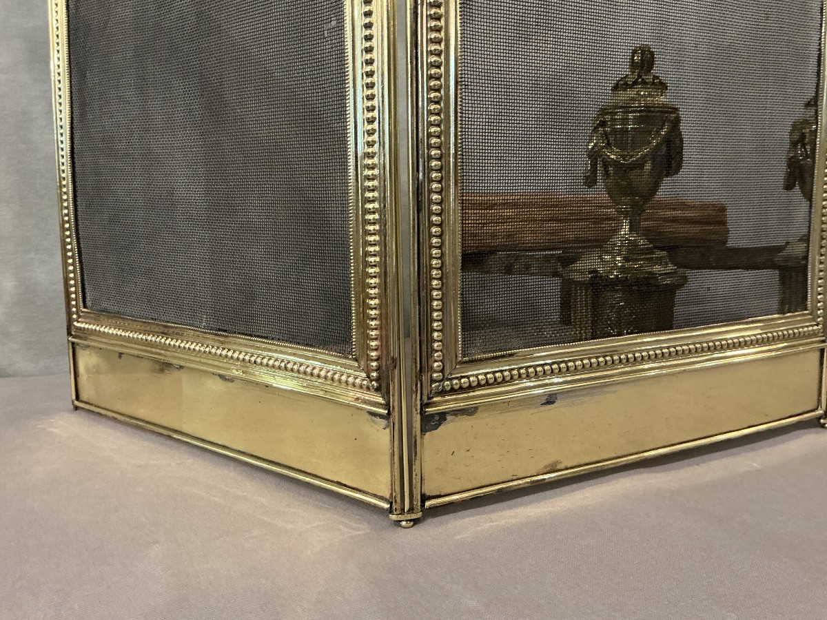 Antique Brass Fireplace Screen In The Louis XVI Style, Dating From The 19th Century -photo-5