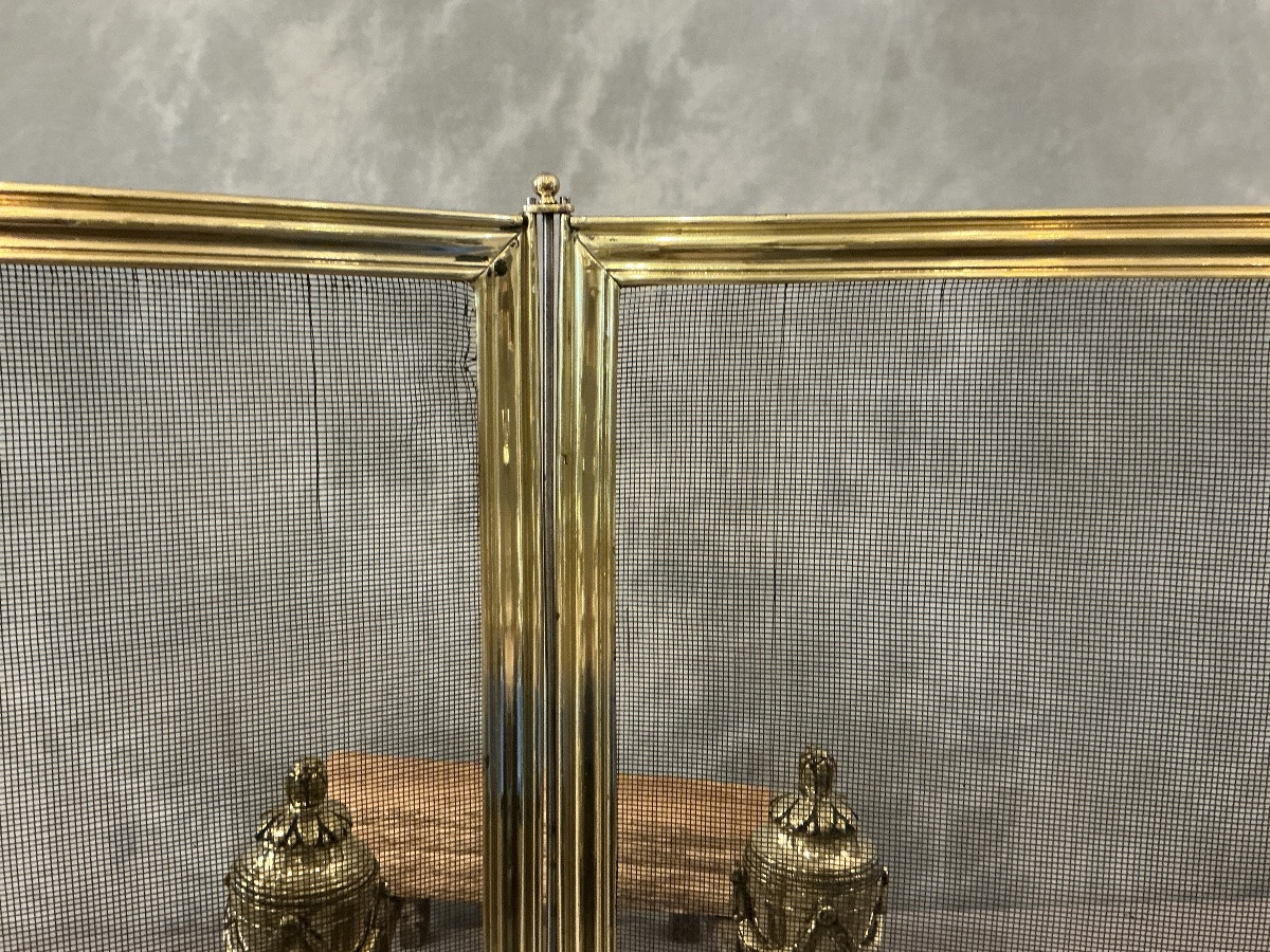 Antique Brass Fireplace Screen From The 19th Century -photo-4