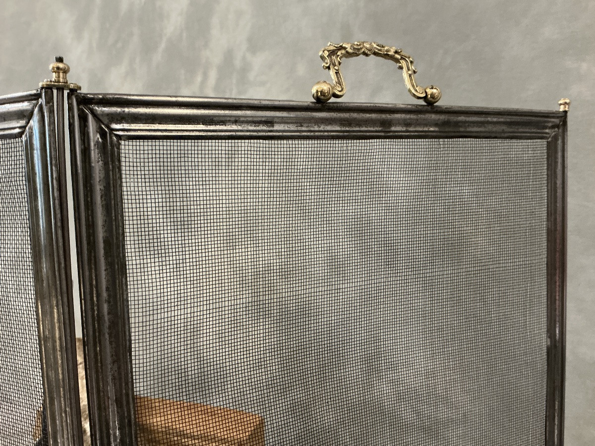 Pare feu de cheminée ancien en fer d’époque 19 ème -photo-1