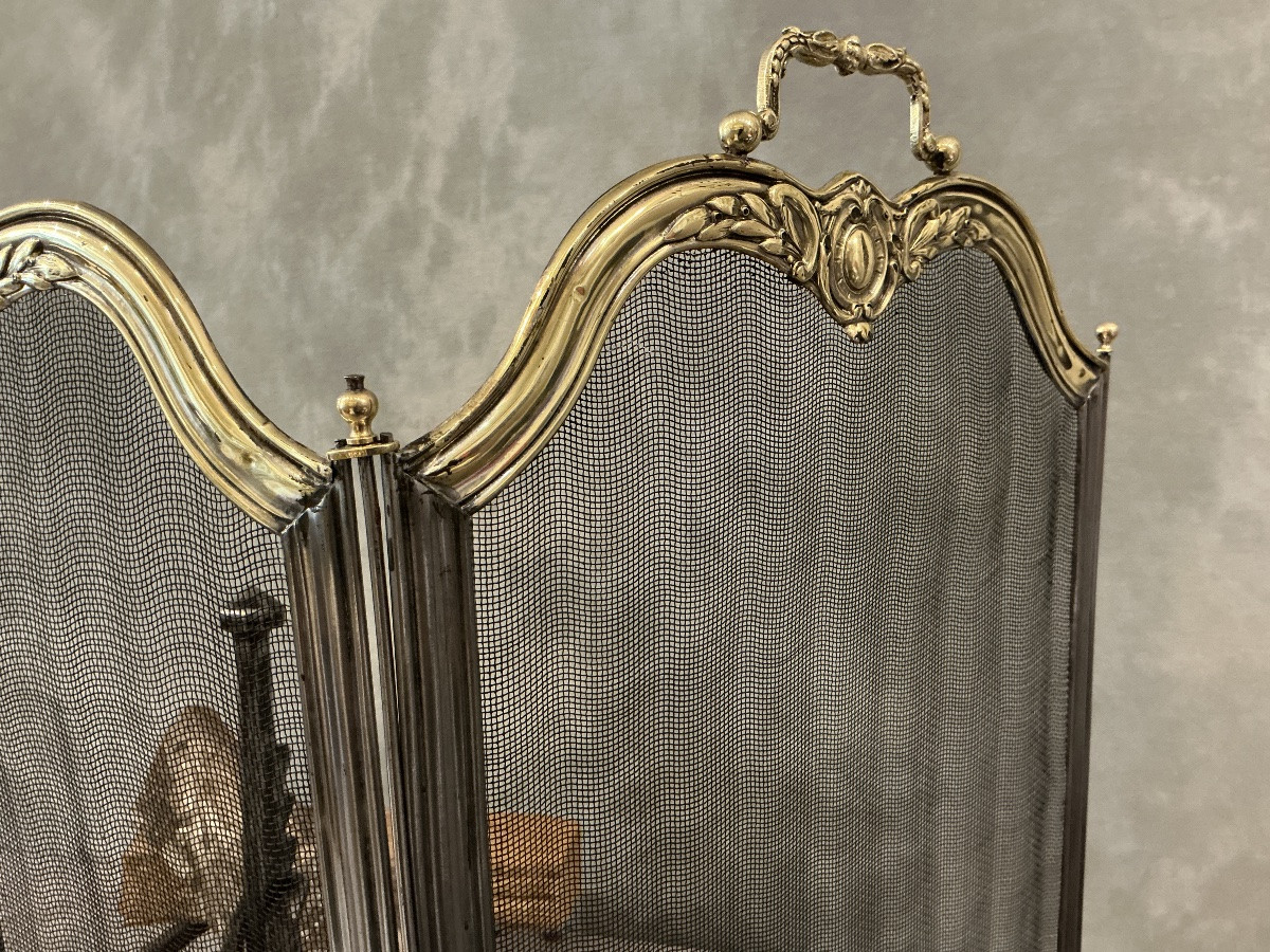 Antique 19th-century Iron And Brass Fireplace Screen -photo-3