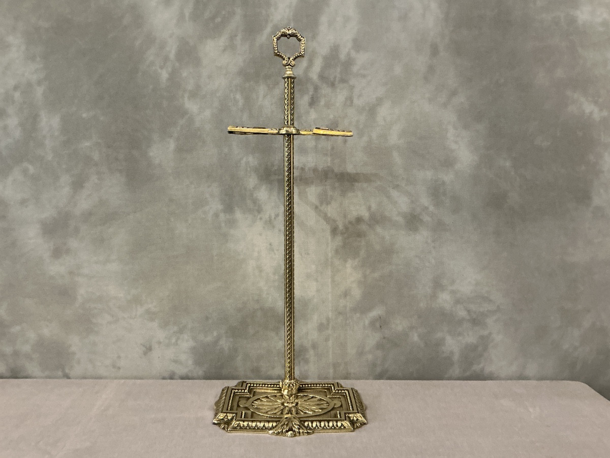 Serviteur de cheminée ancien en bronze et laiton d’époque 19 ème de style Louis XVI 