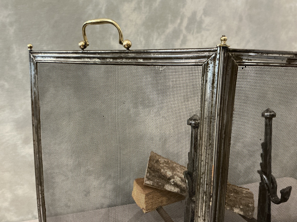 Petit pare feu de cheminée ancien en fer d’époque 19 ème -photo-2