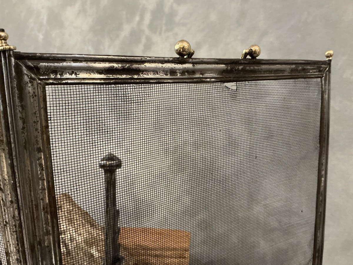 Petit pare feu de cheminée ancien en fer d’époque 19 ème -photo-3