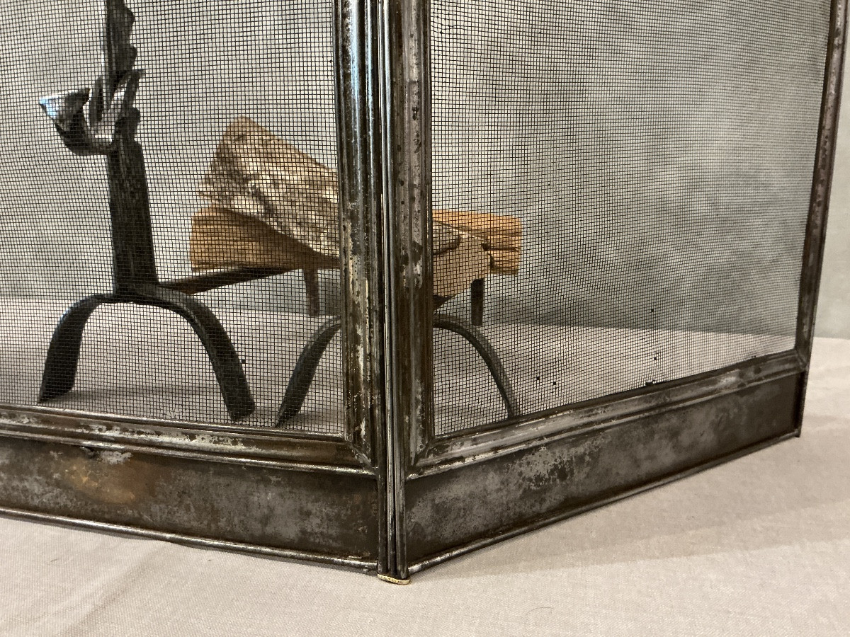 Petit pare feu de cheminée ancien en fer d’époque 19 ème -photo-1