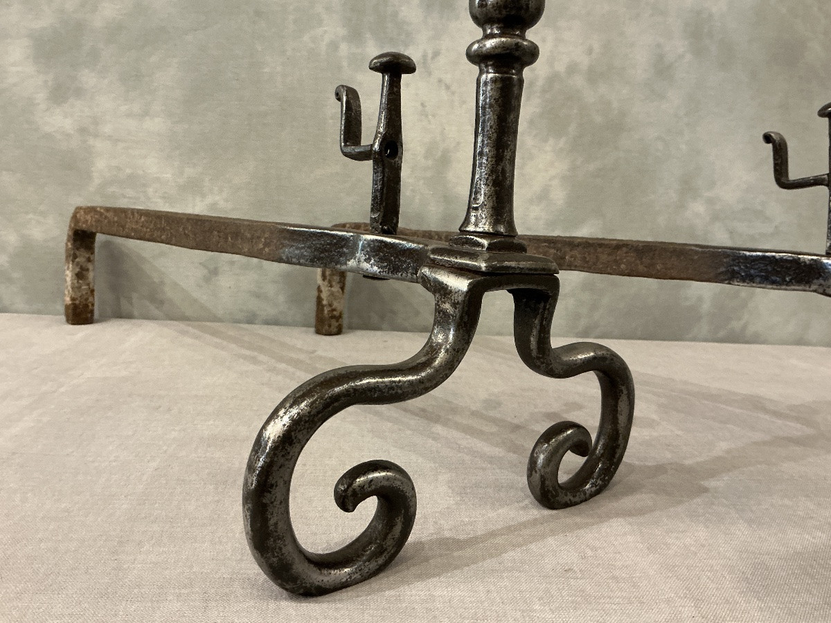  Antique Wrought Iron Andirons From The 18th Century -photo-2