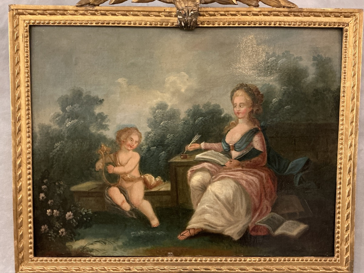 Peinture haut de porte d’époque  Louis XVI 18 ème -photo-2