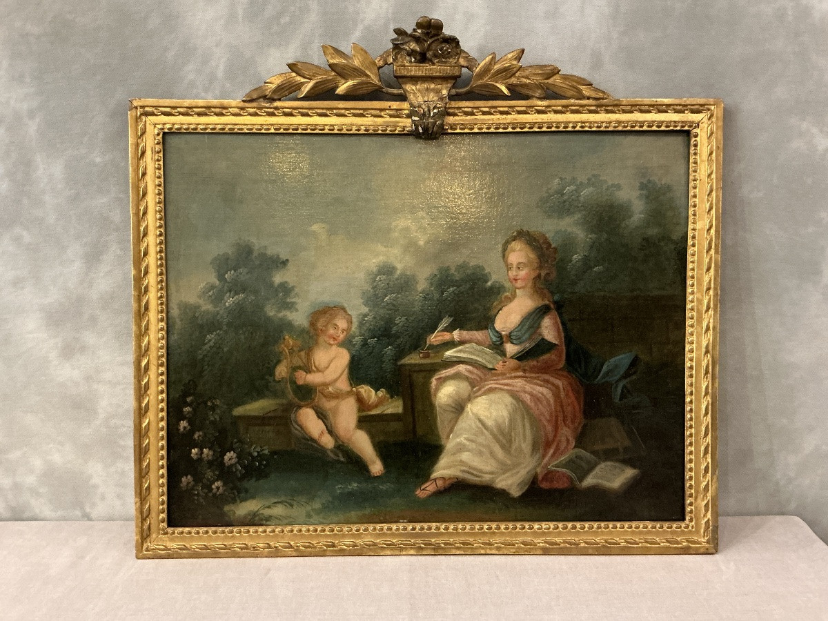 Peinture haut de porte d’époque  Louis XVI 18 ème -photo-3