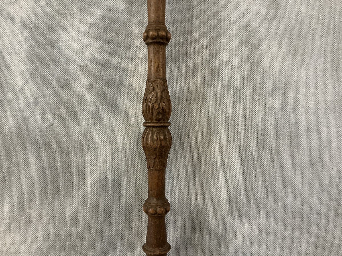 Balayette de cheminée ancienne en chêne sculpté d’époque  19 ème -photo-3