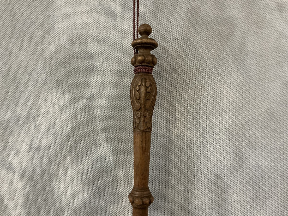 Balayette de cheminée ancienne en chêne sculpté d’époque  19 ème -photo-1
