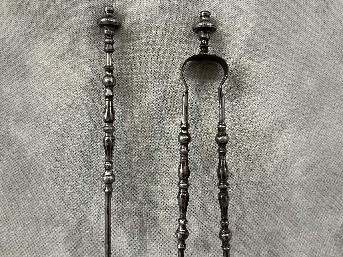 Ensemble d’une pelle et d’une pince en fer d’époque 19 ème  Louis Philippe -photo-2