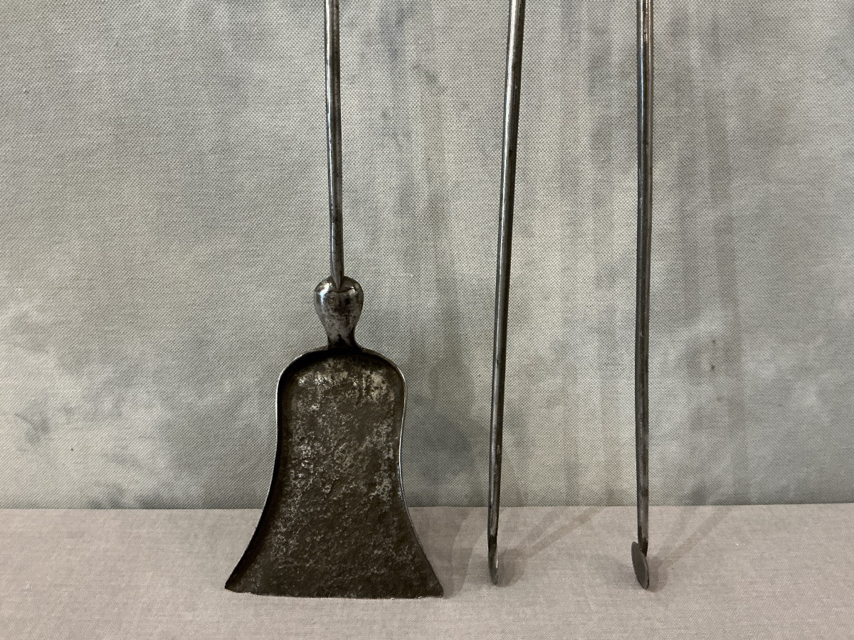 Ensemble d’une pelle et d’une pince en fer d’époque 19 ème  Louis Philippe -photo-3