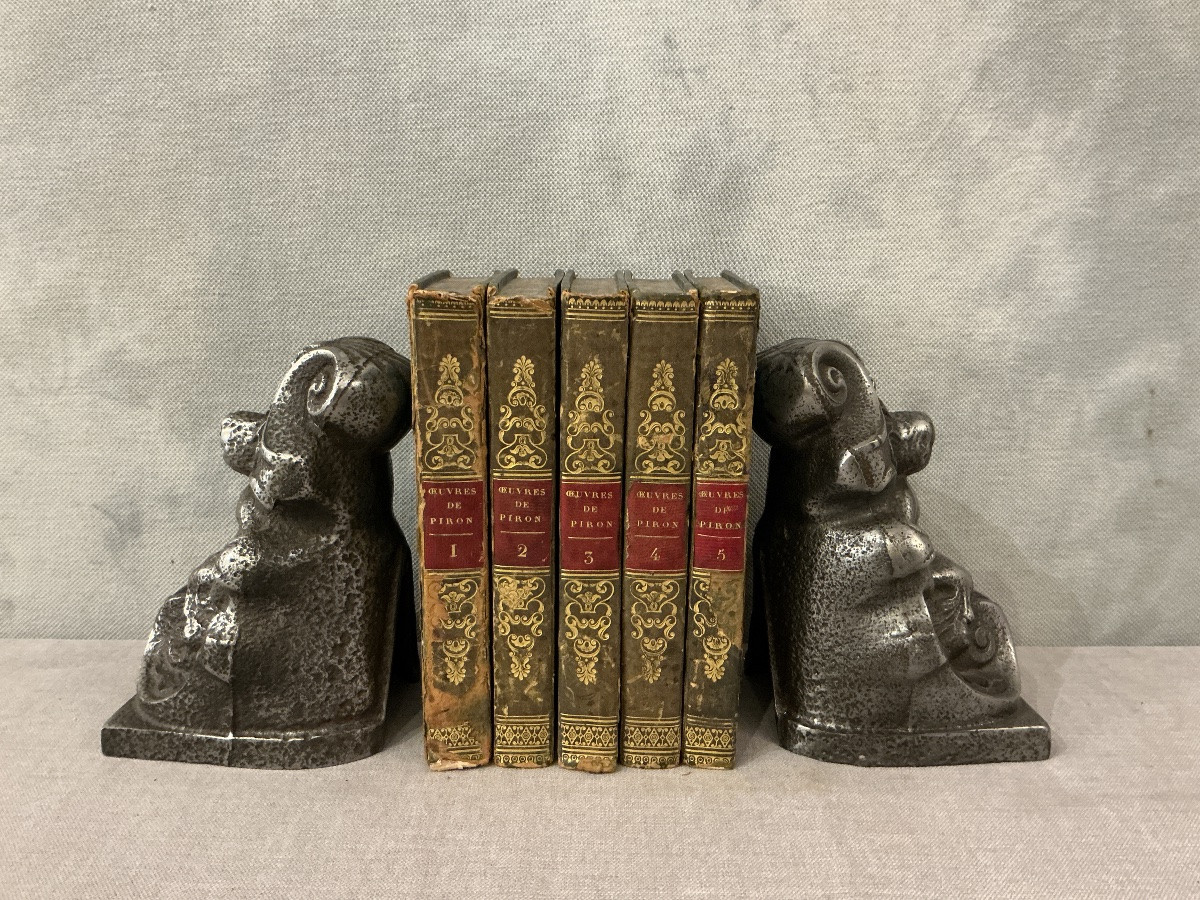 Paire de serres livres anciens en fonte d’époque 19 ème -photo-3