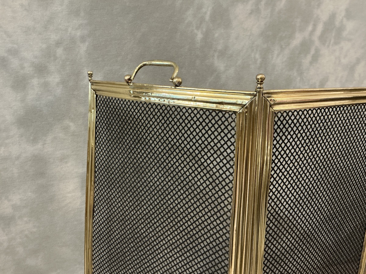 Antique Brass Fireplace Screen From The 19th Century -photo-4