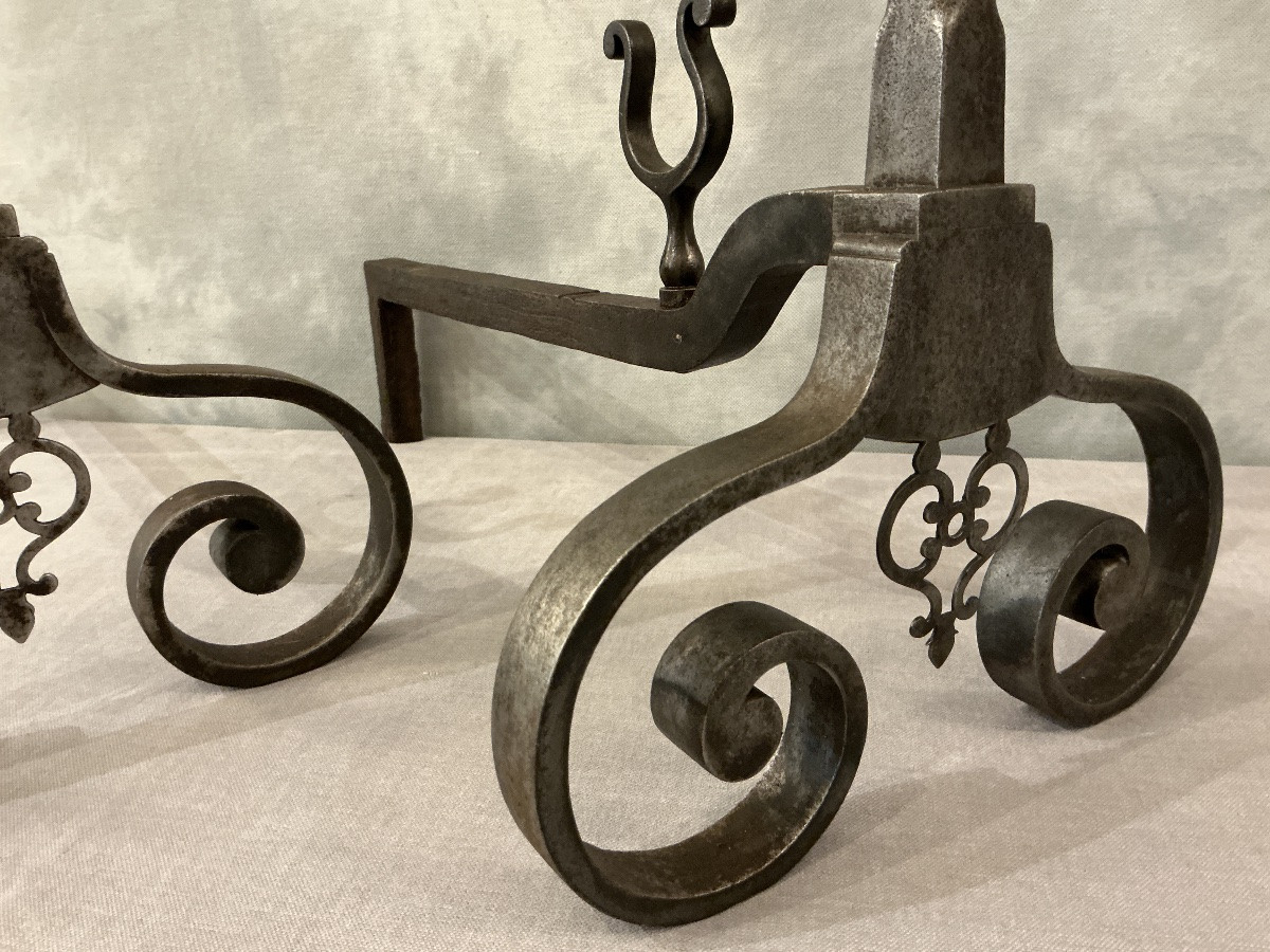 Chenets en fer rustique d’époque fin 18 ème -photo-2
