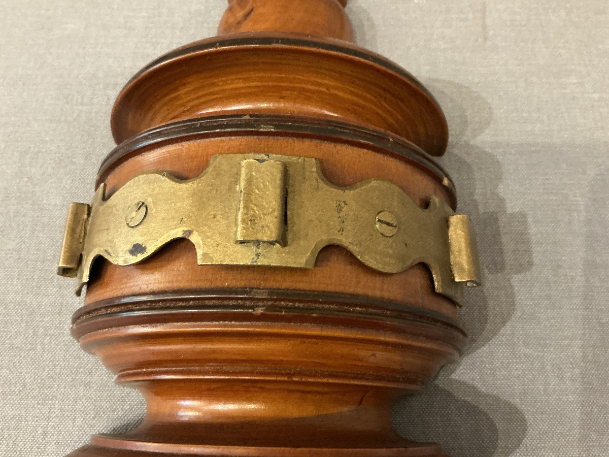 Coat Rack, Three Wooden And Gilded Iron Hooks, Circa 1900 -photo-1