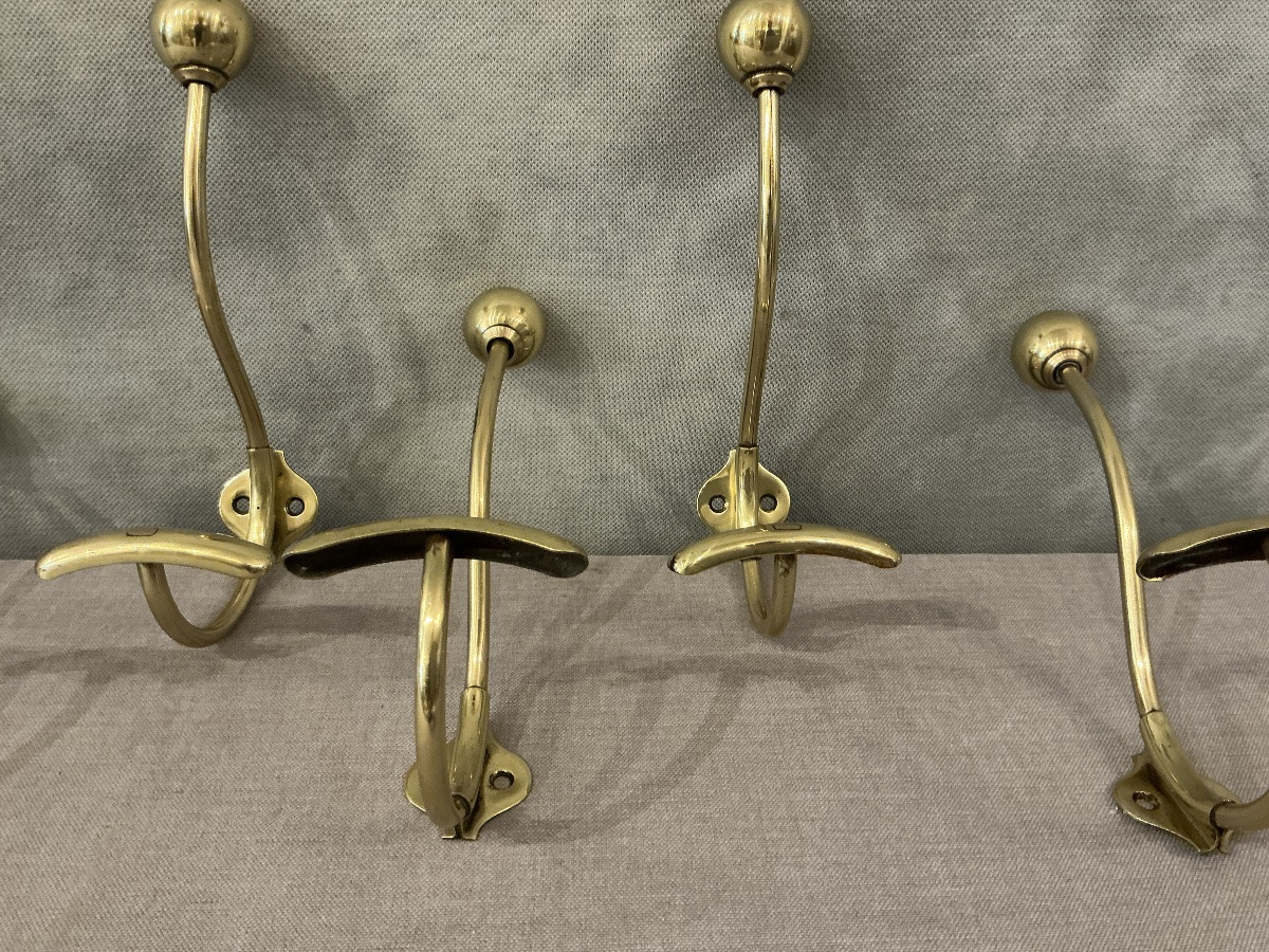 Ensemble 6 portes manteaux, patères en laiton d’époque 19 ème Louis Philippe -photo-1