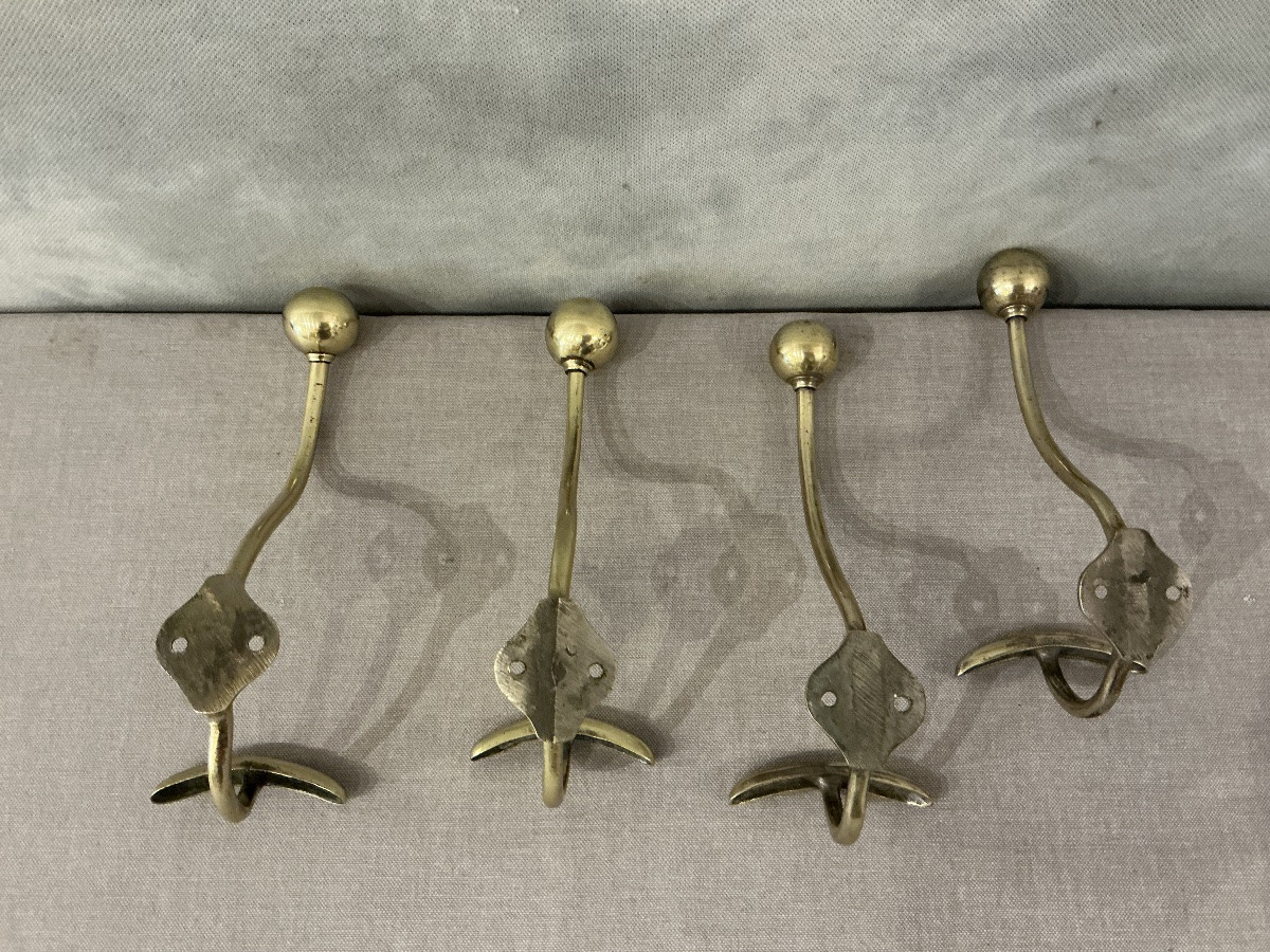 Ensemble 6 portes manteaux, patères en laiton d’époque 19 ème Louis Philippe -photo-5