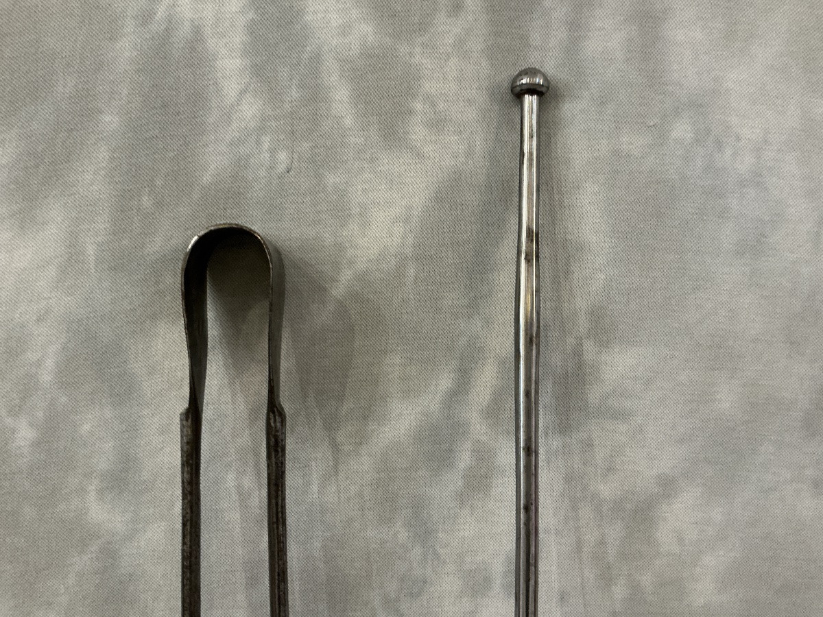 Ensemble d’une pelle et d’une pince en fer forgé d’époque 18 ème -photo-3