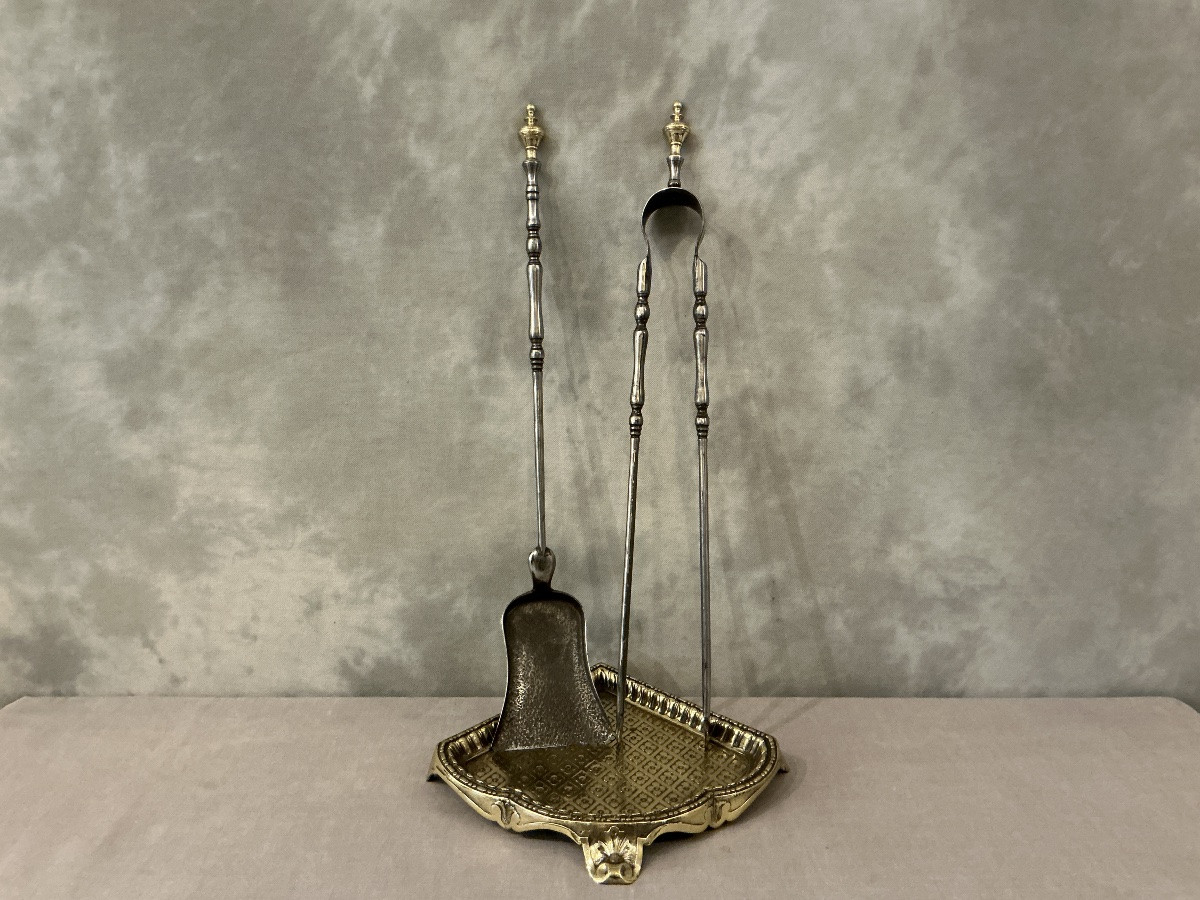 Coin de cheminée, cendrier de cheminée en bronze d’époque 19 ème Louis XV / Louis XVI-photo-4