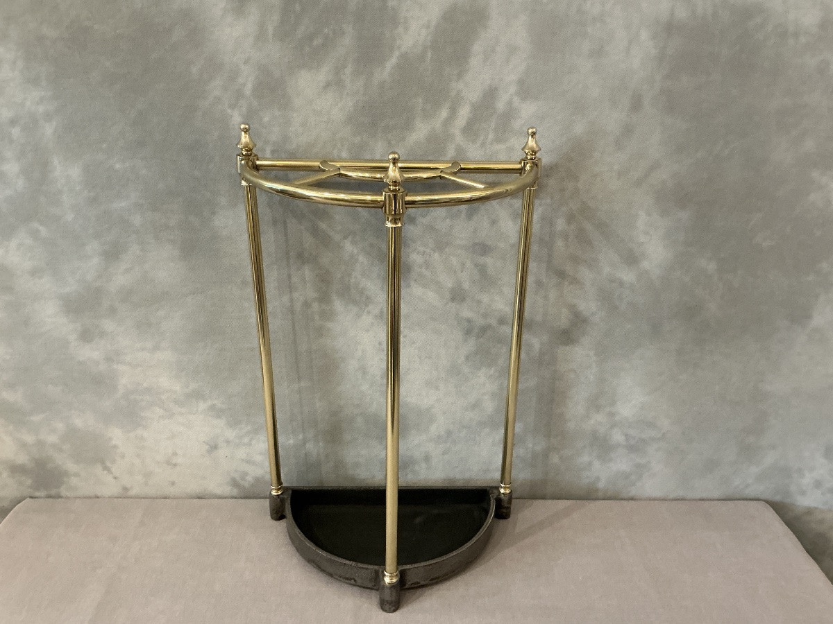 Porte parapluies ancien en laiton en demie-cercle d’époque fin 19 ème -photo-2