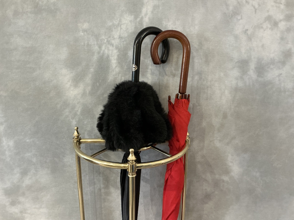 Porte parapluies ancien en laiton en demie-cercle d’époque fin 19 ème -photo-3