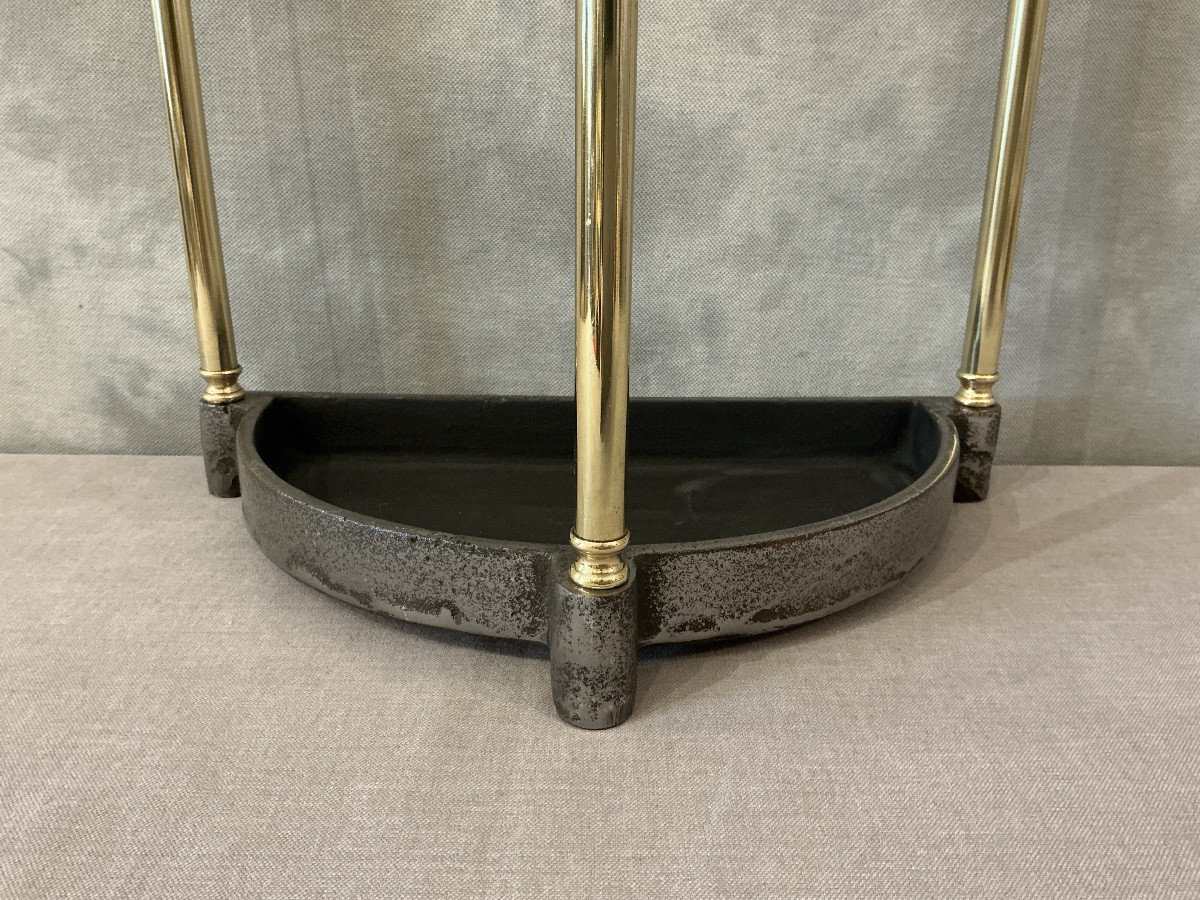 Porte parapluies ancien en laiton en demie-cercle d’époque fin 19 ème -photo-4