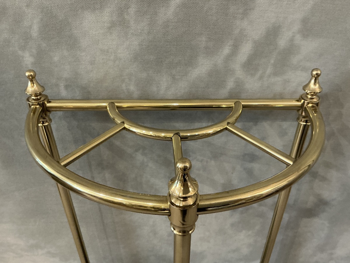 Porte parapluies ancien en laiton en demie-cercle d’époque fin 19 ème -photo-1