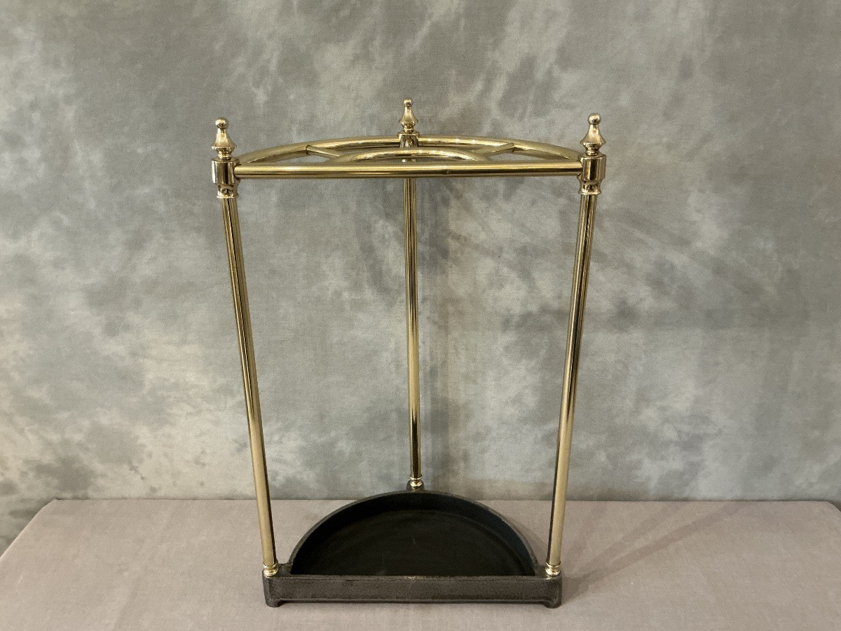 Porte parapluies ancien en laiton en demie-cercle d’époque fin 19 ème -photo-2