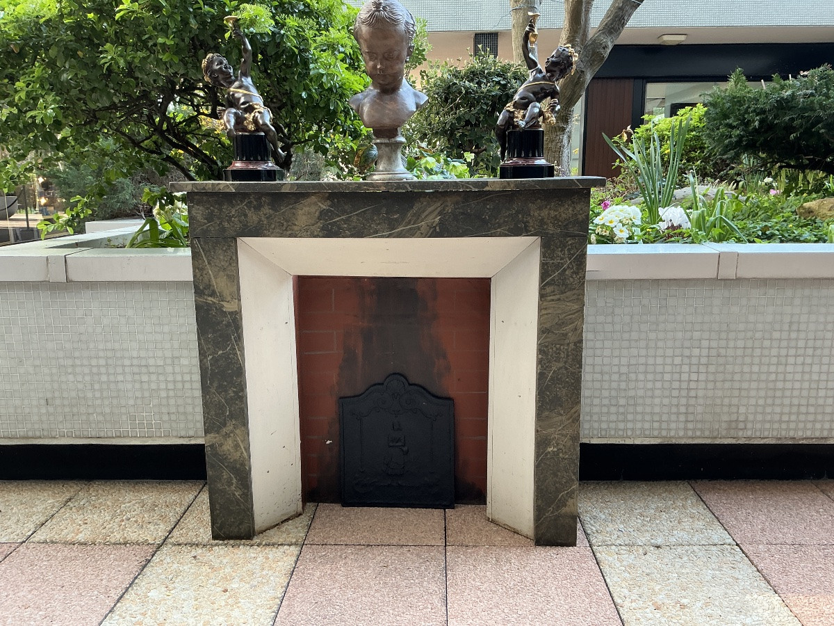 Cheminée décorative en bois peint façon faux marbre d’époque fin 19 ème -photo-4