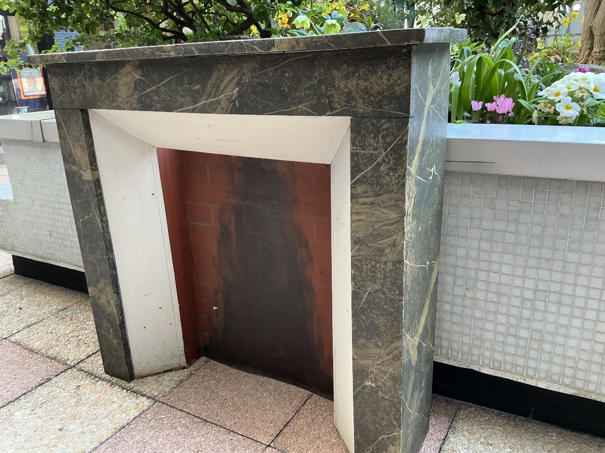 Cheminée décorative en bois peint façon faux marbre d’époque fin 19 ème -photo-6