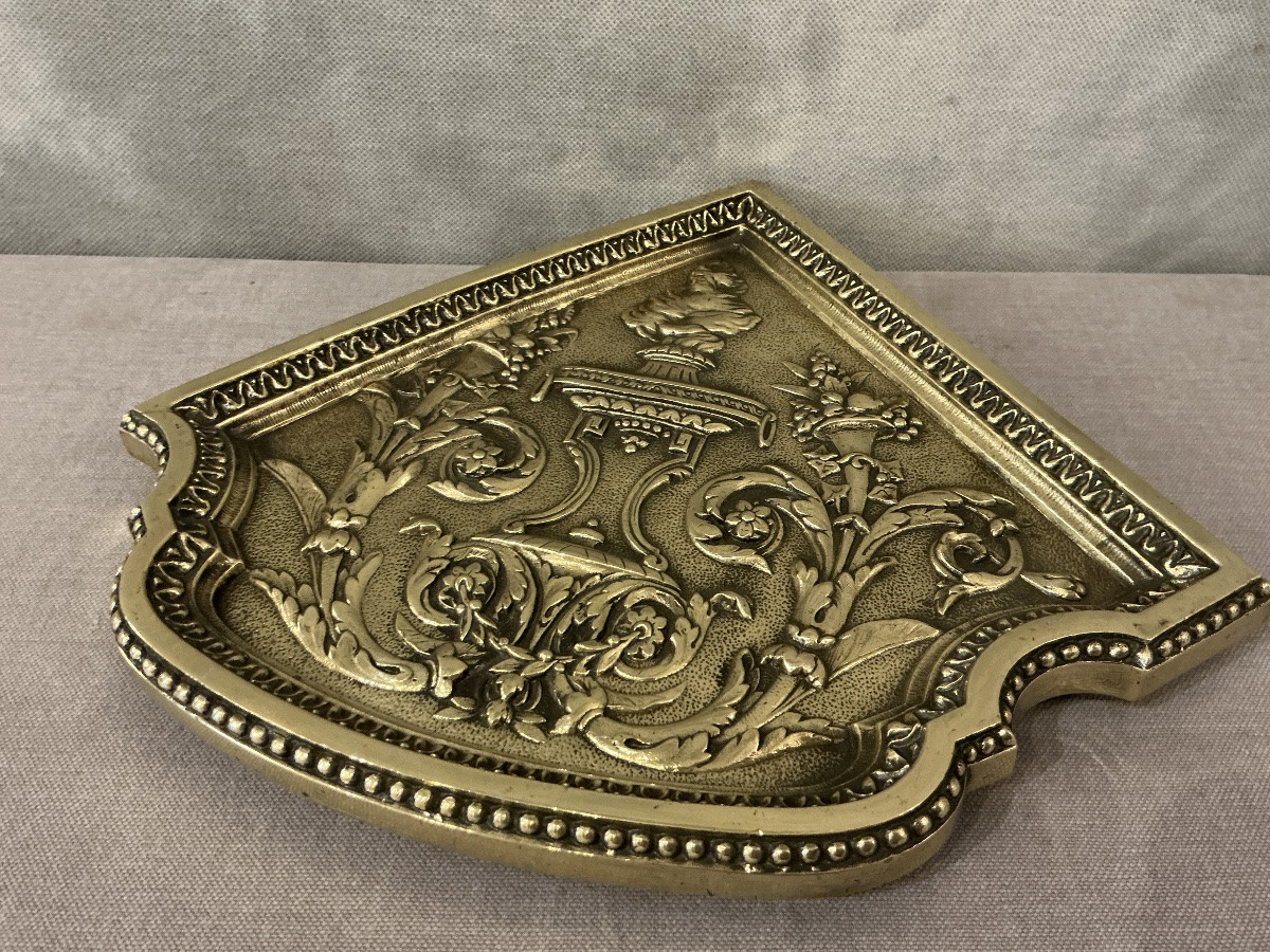 Shovel Rest, Bronze Mantel Clamp, Louis XVI Style 19th Century Mantel Corner-photo-2