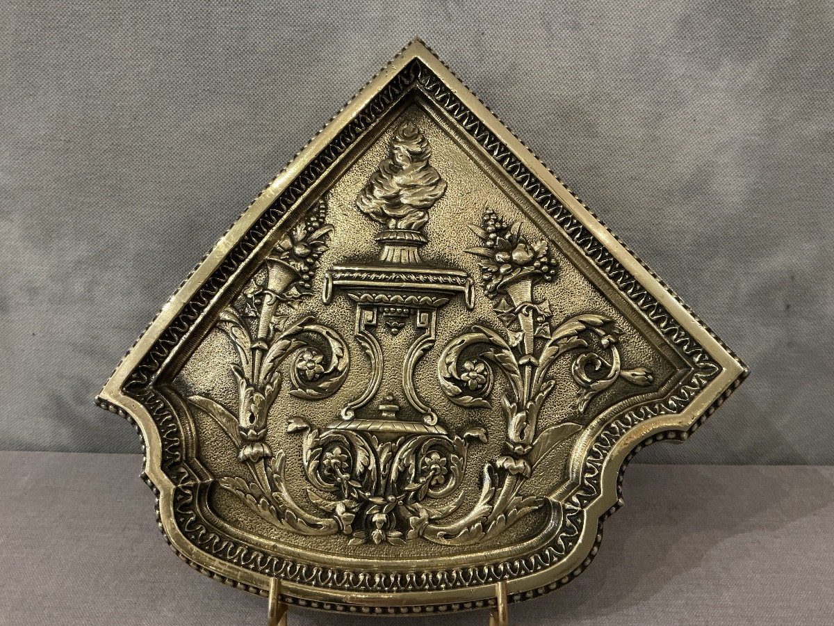 Shovel Rest, Bronze Mantel Clamp, Louis XVI Style 19th Century Mantel Corner