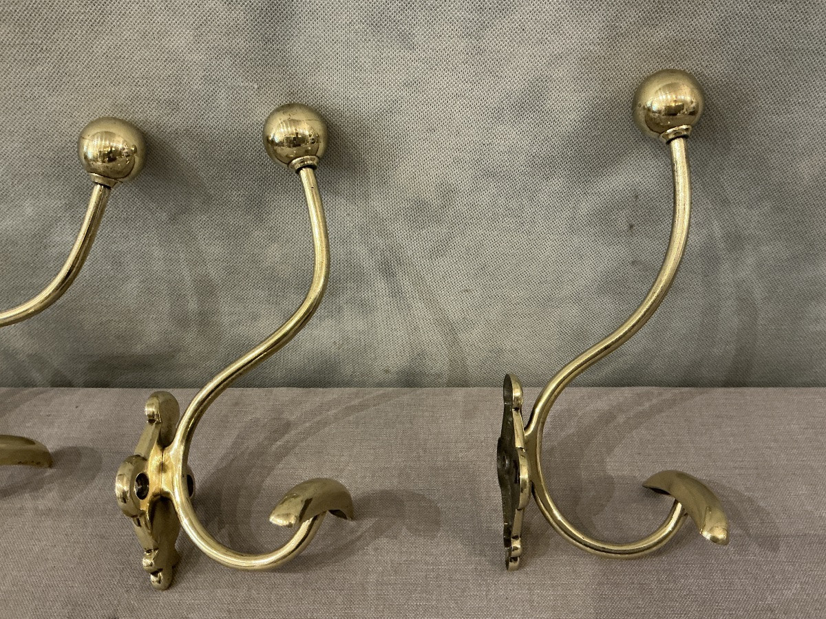 19th Century Louis Philippe Brass Coat Rack And Coat Hooks-photo-3