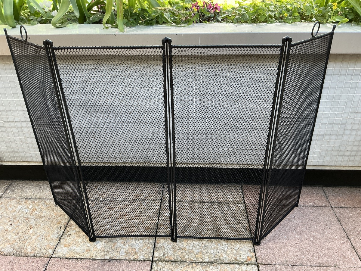 Large Antique Iron Fire Screen From The 19th Century-photo-3