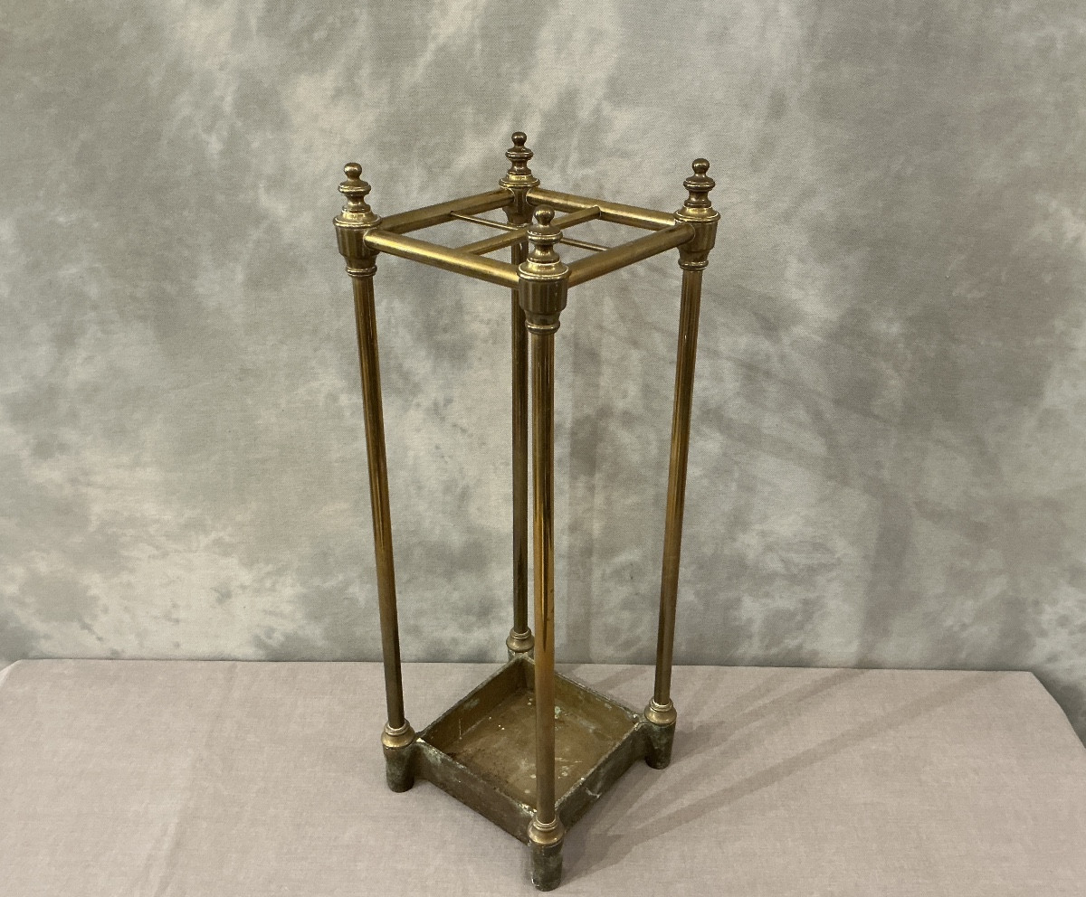 Antique 19th Century Brass Square Umbrella Stand