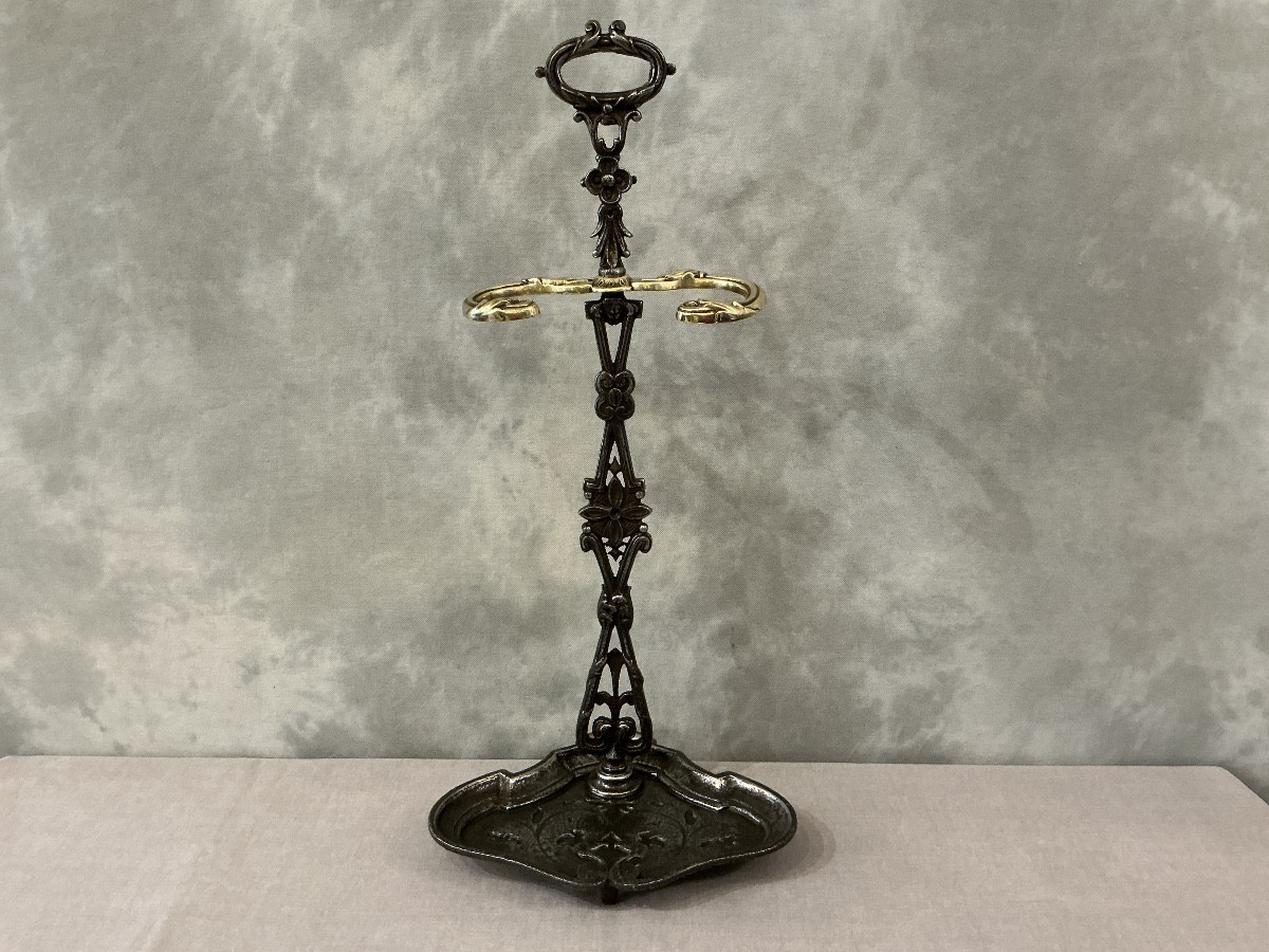 Antique 19th Century Cast Iron And Bronze Mantelpiece Server