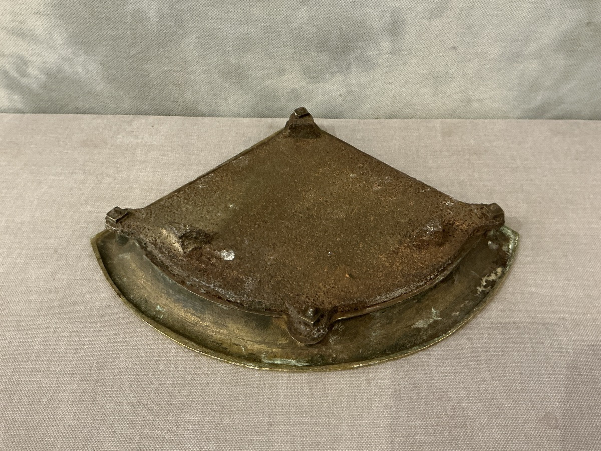 Coin de cheminée en laiton, repose pelle et pince d’époque 19 ère Louis Philippe -photo-4