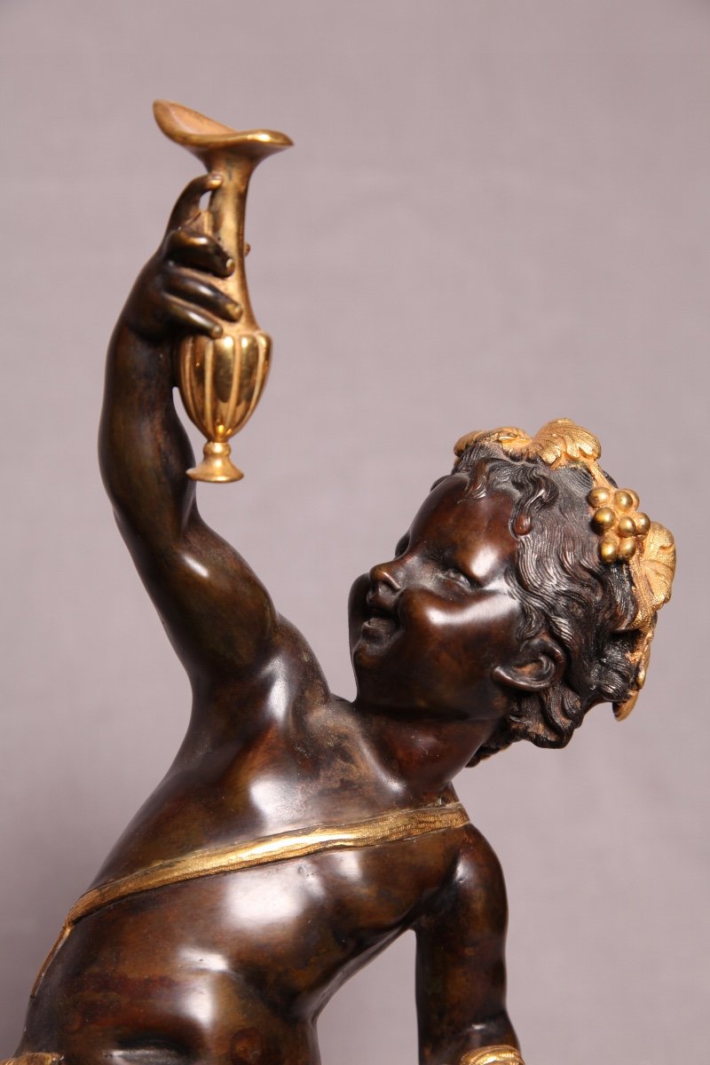 Bacchus In Bronze Pair Of 19th Time-photo-2