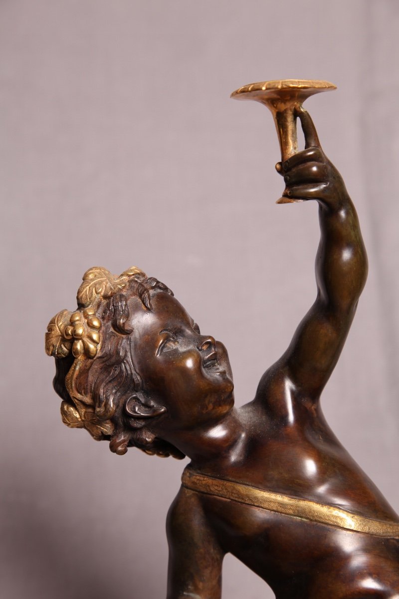 Paire De Bacchus En Bronze d'époque 19ème-photo-3