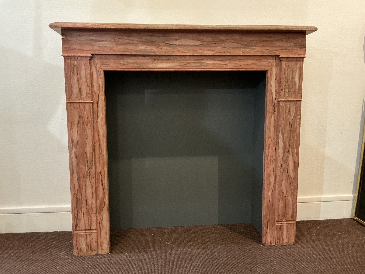 Decorative Faux Marble Painted Wood Mantel From The 19th Century-photo-2