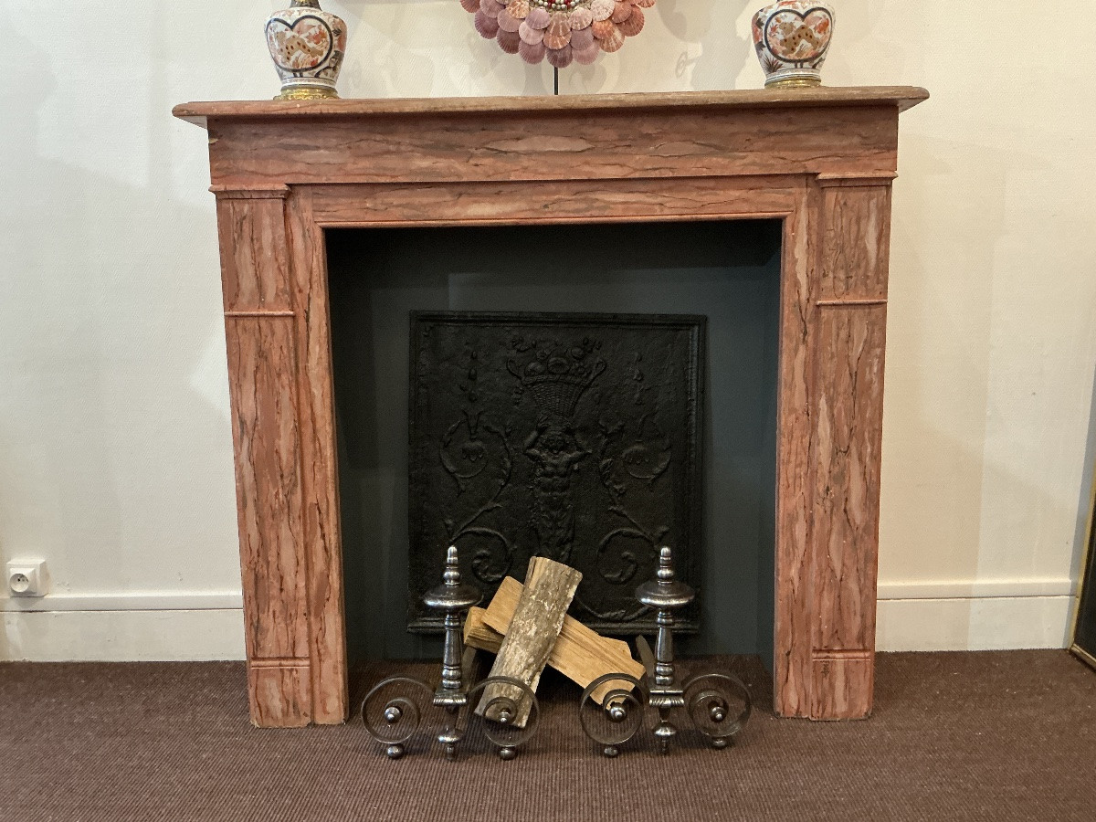 Decorative Faux Marble Painted Wood Mantel From The 19th Century-photo-3