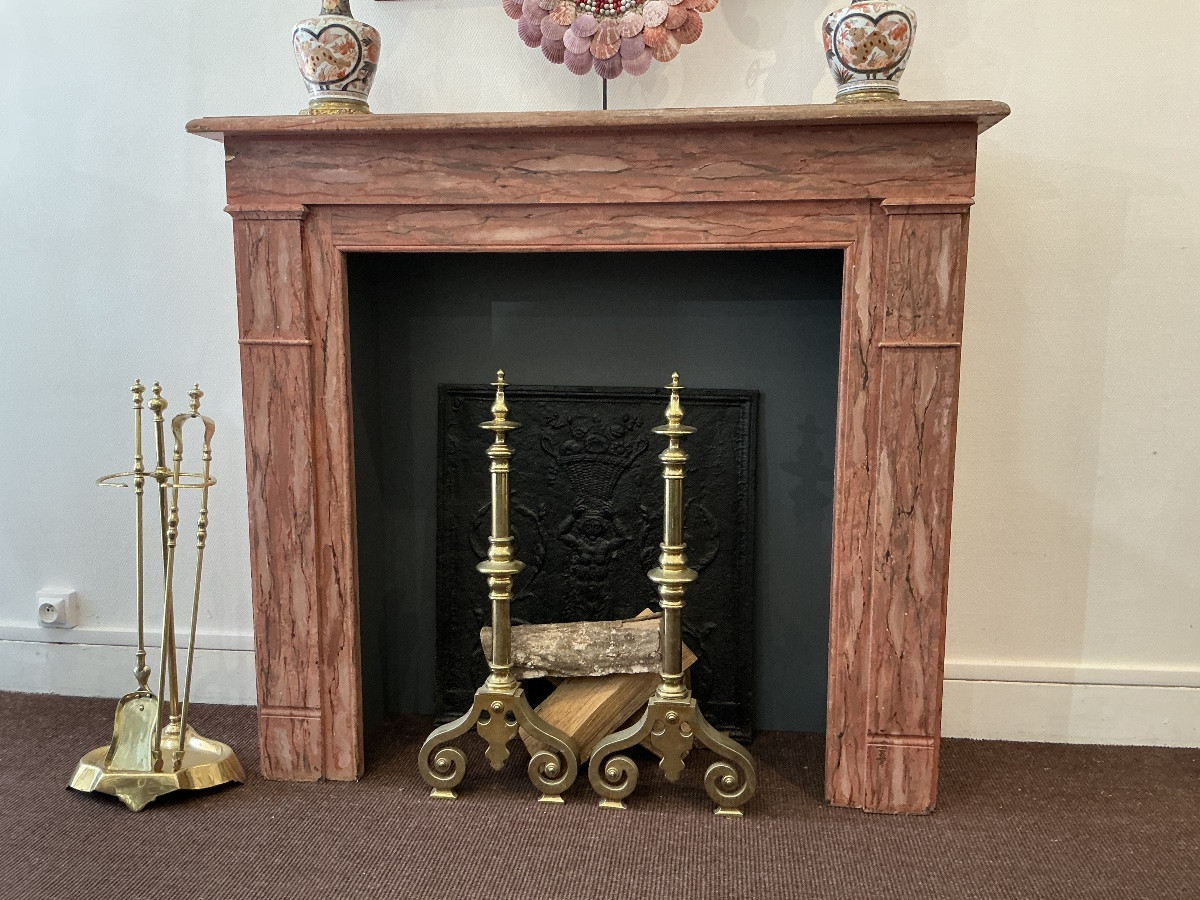 Decorative Faux Marble Painted Wood Mantel From The 19th Century-photo-3