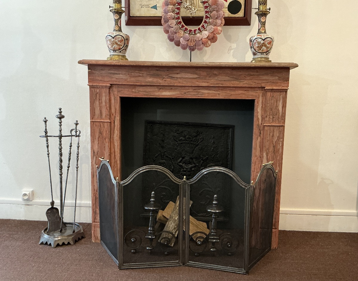 Decorative Faux Marble Painted Wood Mantel From The 19th Century-photo-6