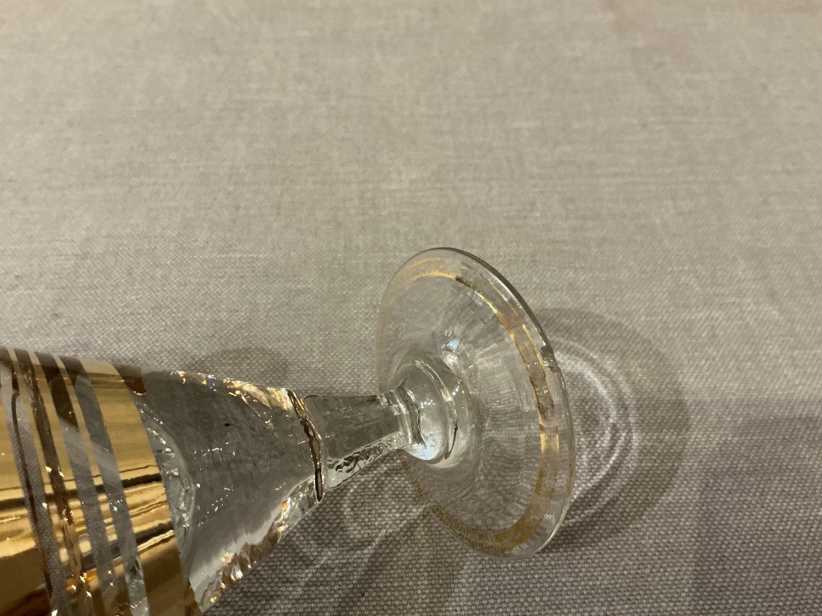 Set Of 8 Gold-rimmed Port Glasses Circa 1930-photo-4