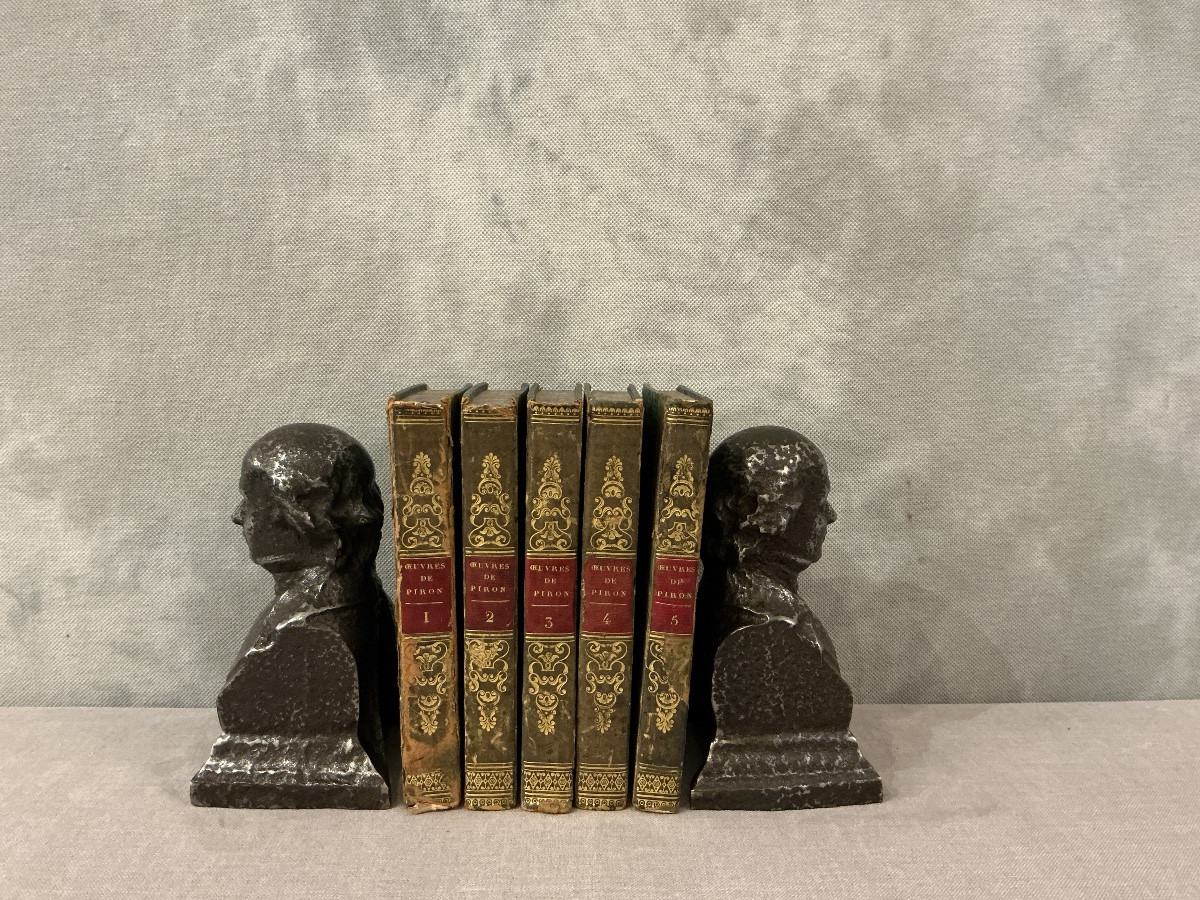 Paire de serres livres en fonte d’époque 19 ème -photo-2