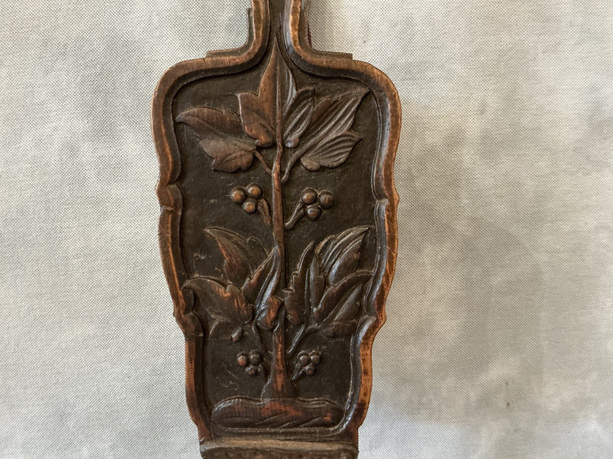 Antique Early 19th Century Carved Wood Fireplace Bellows-photo-3